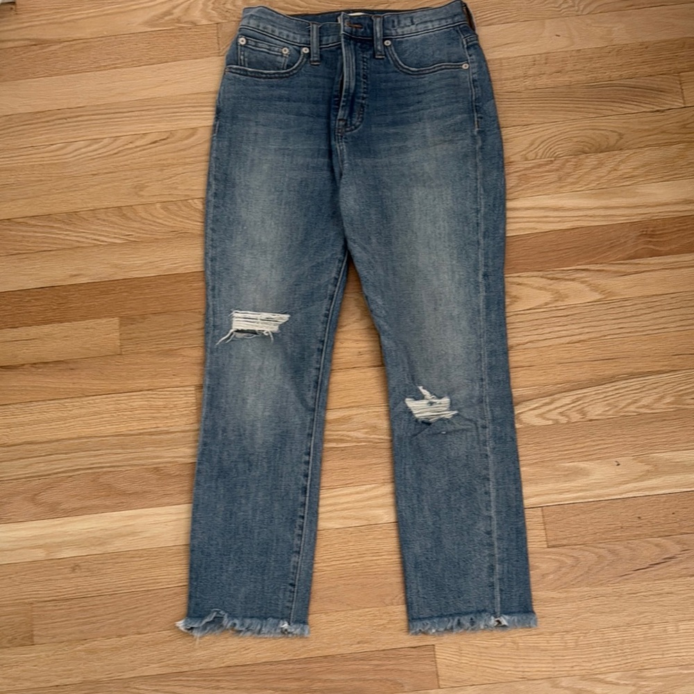Madewell perfect Vintage Straight Leg Jeans with Distressed Details